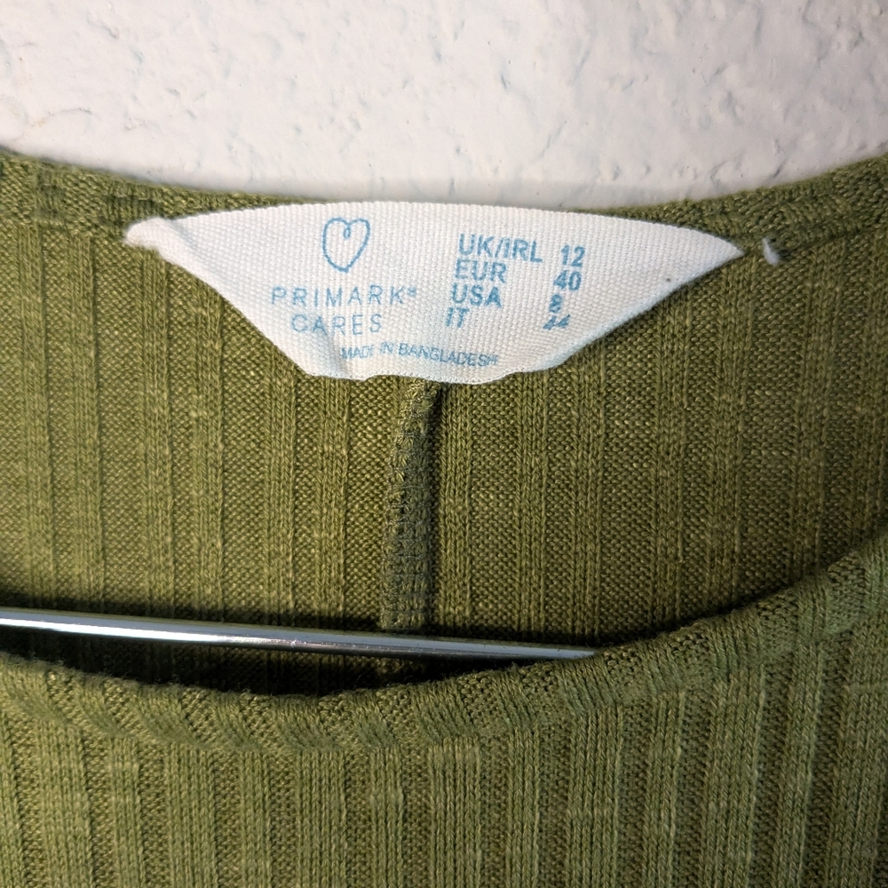 Primark Cares Olive Green Sleeveless Maxi Dresssize 8 Excellent Ribbed Knit - Picture 5 of 7